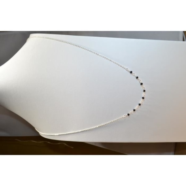 Kedja för graviditet bola - äkta silverpläterad Halvpärlstav (silver/svart kristall) - 114cm - Oåterkalleliga smycken