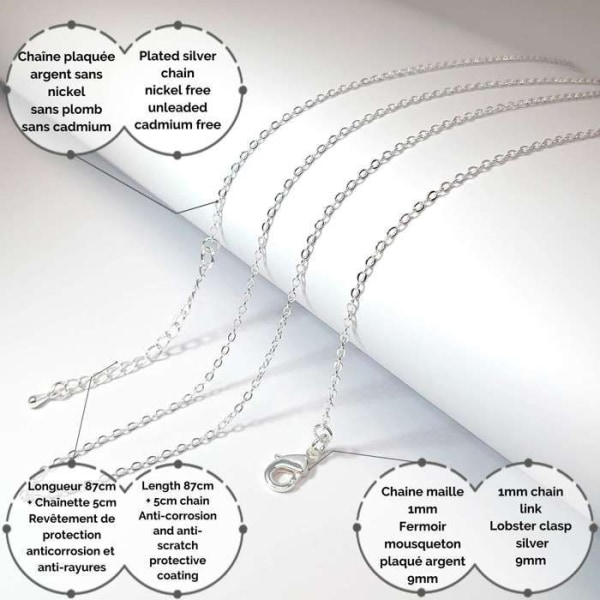 Fin kedja för graviditet bola halsband eller långt halsband - äkta silverpläterad - 87cm - Convict mesh. 1 mm