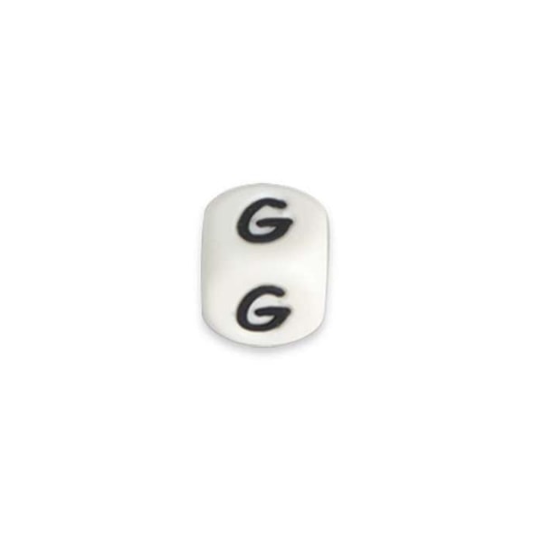 Alfabetbokstavspärlor för nappklämma - G Vit