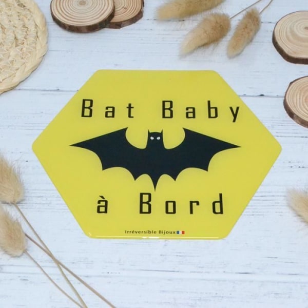Självhäftande / Sticker "Baby on Board" Bat baby för bil - Tillverkad i Frankrike