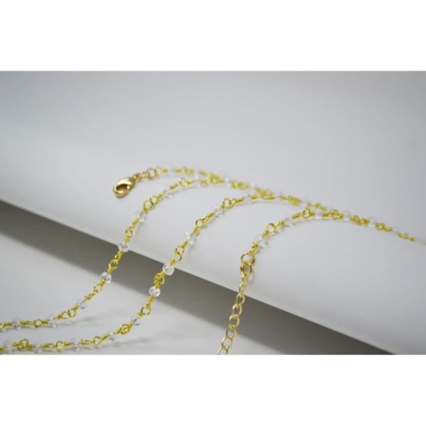 Pärlkedja för graviditet bola halsband eller långt halsband - äkta guldpläterade och klara pärlor - 114cm - 1mm mesh