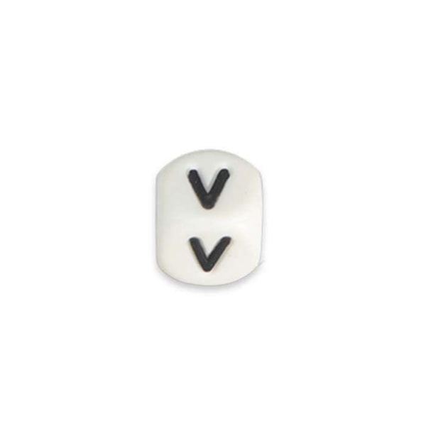 Alfabetbokstavspärlor för nappklämma - V Vit