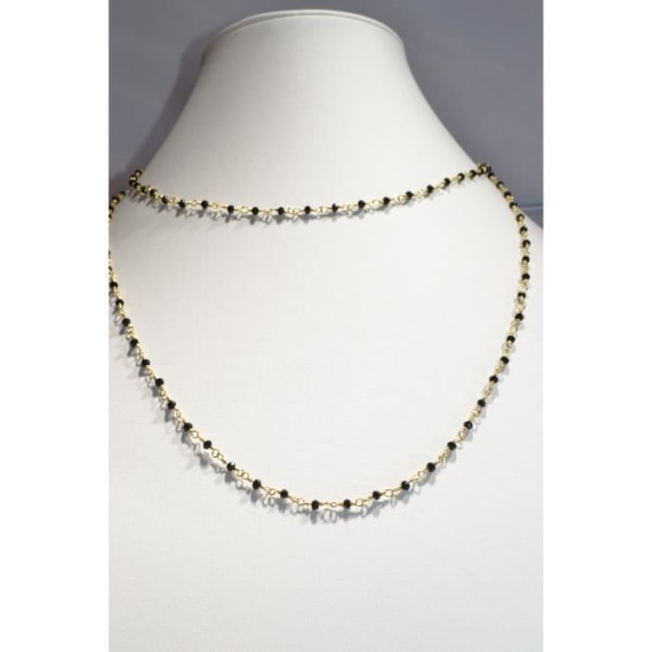 Kedja för graviditet bola - äkta silverpläterad - Pärlstav (guld-svart kristall) - 114cm - Oåterkalleliga smycken