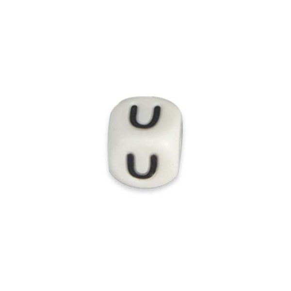 Alfabetbokstavspärlor för nappklämma - U Vit