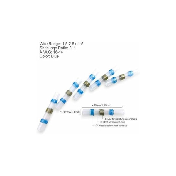 50 STK loddeforbindelsesledningskonnektor, Sopoby varmekrympende loddetætning isolerede elektriske konnektorer Vandtætte marine