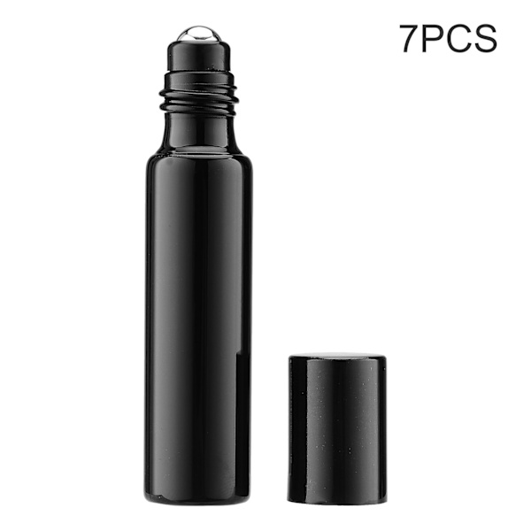 7 st påfyllningsbara parfymflaskor i glas, eterisk olja, rollerflaskor, bärbara lätta tomma roll-on-flaskor för resor, 10 ml, svart