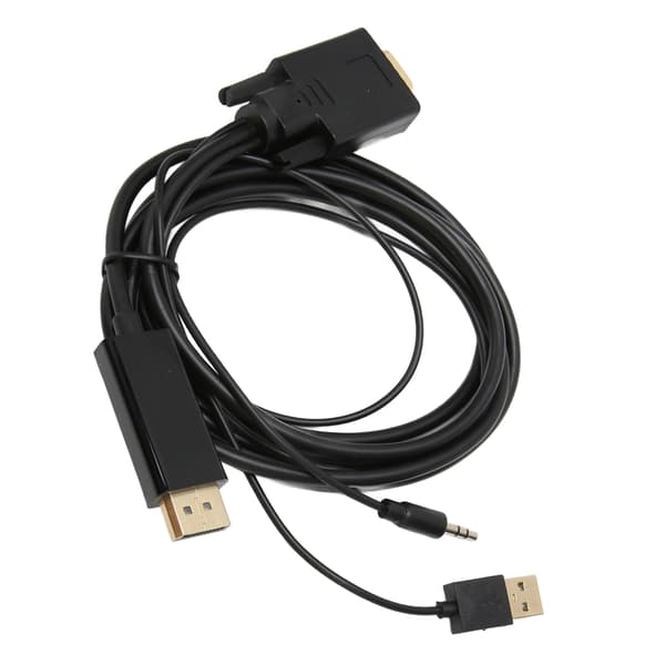 VGA till DP-kabel med strömljud för stationär dator, bärbar dator, bildskärm