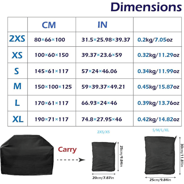 Vandtæt grillovertræk Bbq presenning grillovertræk med opbevaringspose til anti-uv Støvtæt fugttæt (100 X 60 X 150)