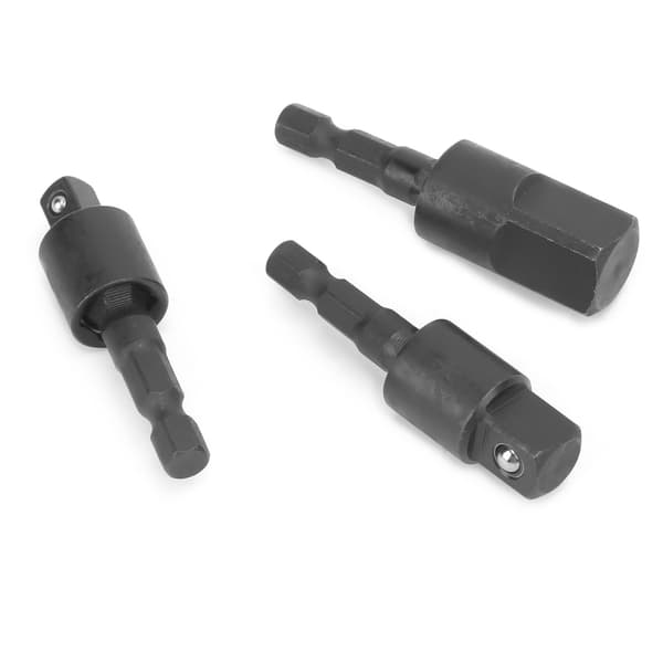 3 stk. Power Drill Socket Sæt Metal Hex Skaft Impact Driver Adapter 360 Grader Rotérbar Sort