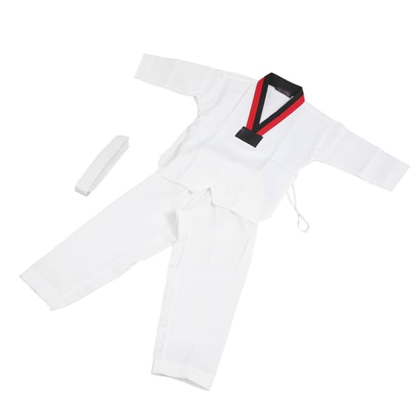 Taekwondo-uniform for barn med belte, polyester bomull, pustende, myk, karate, kampsporttrening for gutter og jenter