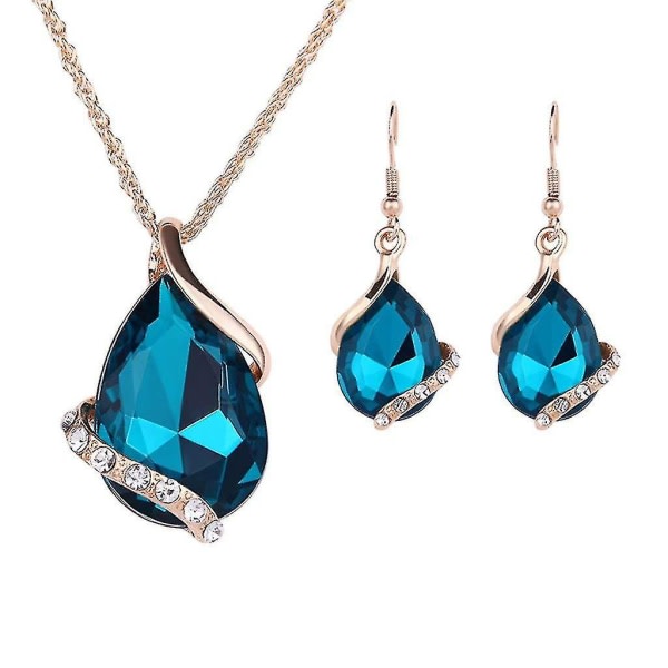 Women Zircon Retro Necklace Earrings Ring Wedding Party Bridal Jewelry Set