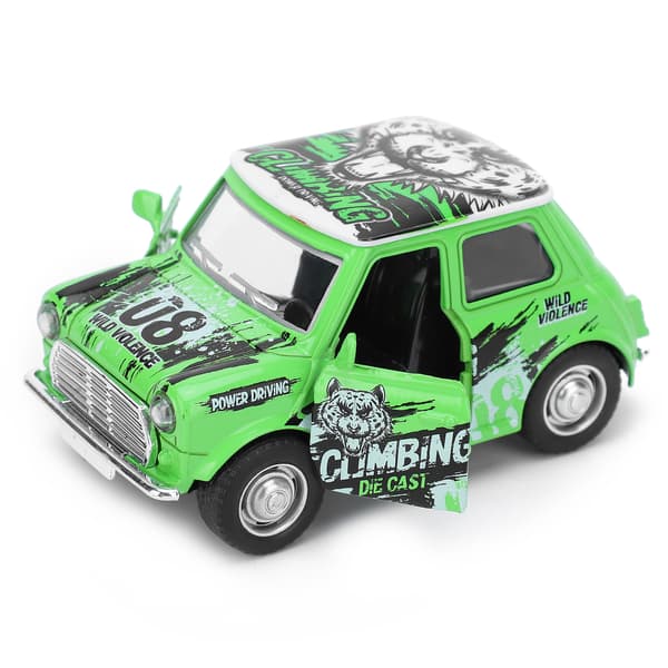 1:36 Mini Bilmodel Graffiti Træk Tilbage Bil Lyd Lys Batteri Køretøjer Børnegave Grøn