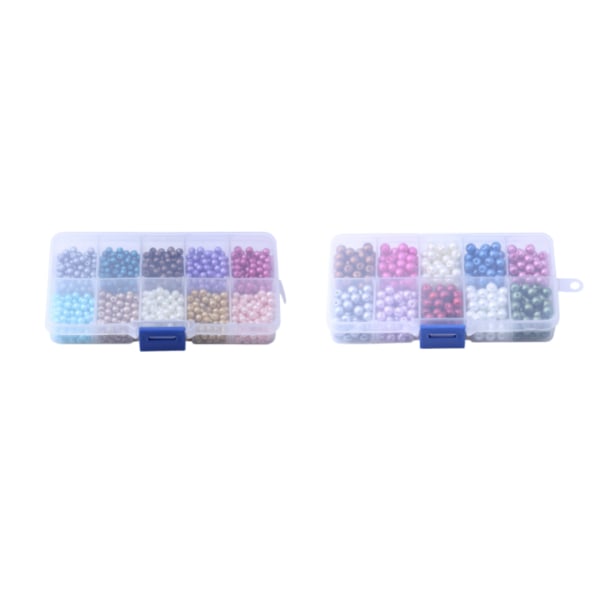Glasperler, runde perler, farvede perler, brugt til gør-det-selv-smykker til diverse tilbehør, kombination af æske (4 mm pink serie),