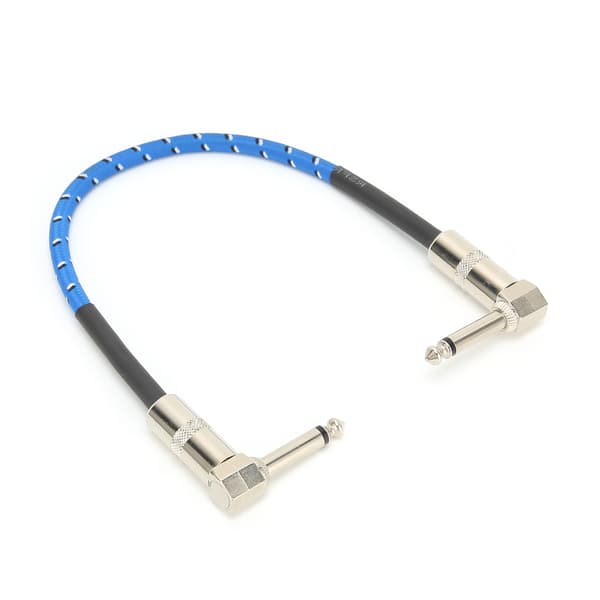 6,35 mm Elgitarr Effektkabel Dubbel 90 Graders Vinkel Gitarr Effektpedal Kabel Blå