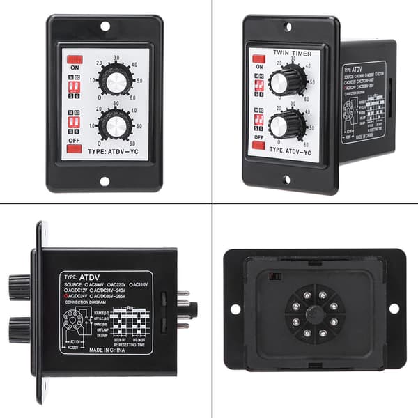 ATDV YC 6S 60M DC 24V On Off Twin Timer Relæ Knap Kontrol Tidsafbryder