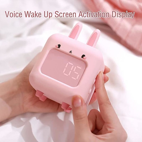 Digital klocka i barnens sovrum, söt sängklocka med anpassade ringsignaler och musikuppspelning, nattljus med USB laddning - rosa