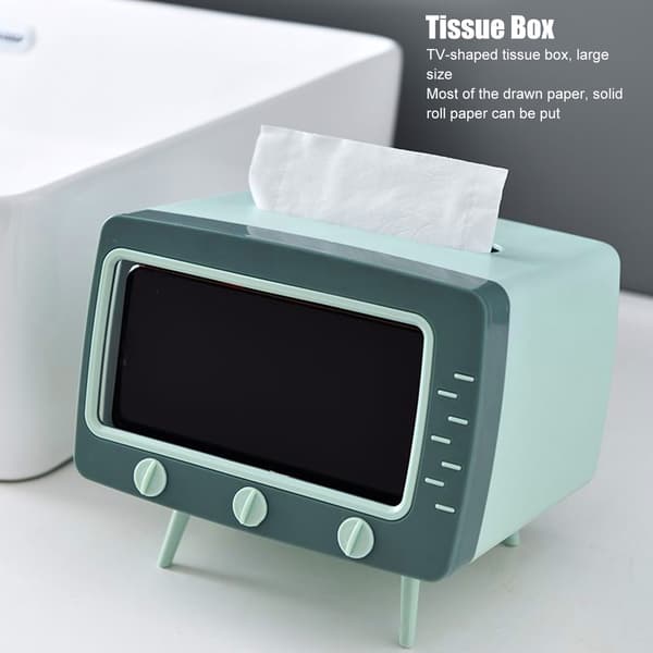 TV-formet retro vevboksdispenser med mobiltelefonholder