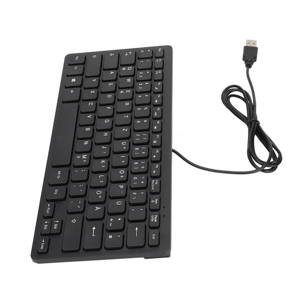 78 Tasters Ultratyndt Kablet Mini USB Tysksproget Tastatur til Stationær Computer