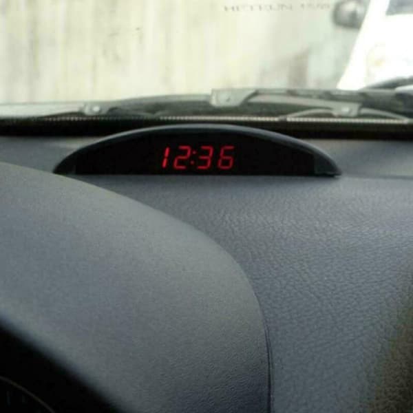 12V Digital LED Bilklokke Voltmeter Termometer Alarm