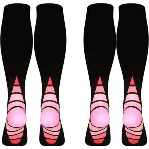 par kompressionsstrømper/strømper til mænd og kvinder, sorte og blå S/M (for kvinder 4-6,5/mænd 4-8) 2 ens par,