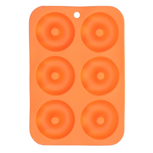 6 Rums Silikone Donutform Non-stick Rund Chokoladekage Bageplade Orange