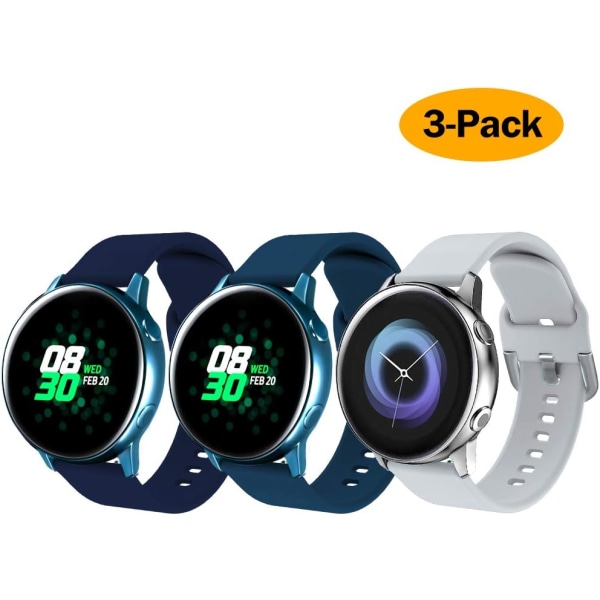 Silikone rem kompatibel med Samsung Galaxy Watch 3 41 mm rem/aktiv rem 40 mm/aktiv rem 2/Galaxy ur 42 mm rem, kvinder mænd Blød silikone Spo