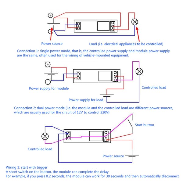 JK02 Relébrytermodul DC 12V Trigger Timer Slå Av Brett 5S