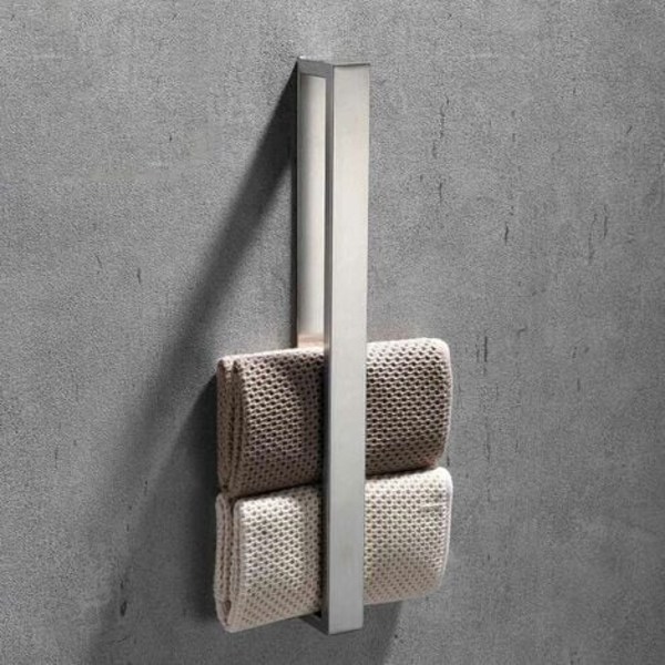 Kylpyhuoneen No-Drill pyyhetanko, seinään kiinnitettävä, ruostumattomasta teräksestä valmistettu pystypyyhetanko (hopea)