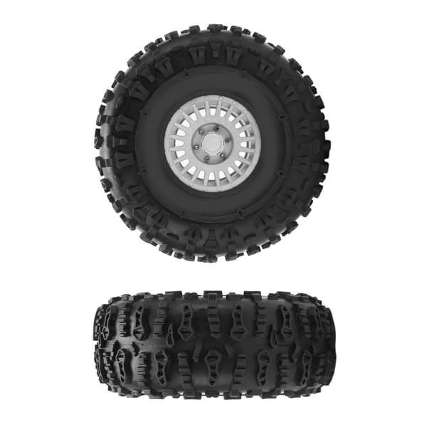 2-pack RC Bil Aluminiumlegering Däck Stark Dämpning Gummihjul Silver