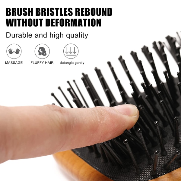 Natural Wooden Hair Brush for Thick, Curly, Thin, Long and Short Hair, Dry or Wet Eco-Friendly Beech Massage Brush for W