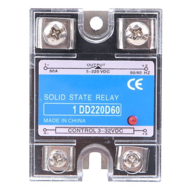 Solid State Relay DC SSR -tulo 3-32VDC Kuorma 5-220VDC 60A Ohjausrele