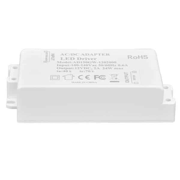 DC12V 24W 2A LED-driver konstant spenning multifunksjonell DIY LED-lystransformator AC 100‑240V