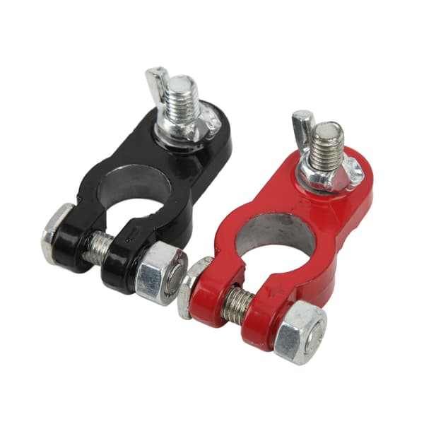 Batteriklemmer i aluminiumslegering med bakelit-isolering, universalpasform til 17-19 mm batterier