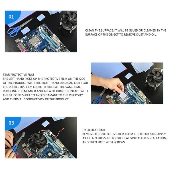 5 st silikon termisk dyna 100x100x0,5 mm 1,5W mK CPU GPU värmeledningsark