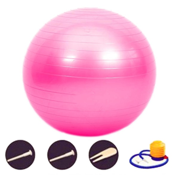 Yogabold til fitness, stabilitetsboldstol med pumpe, fødselsbold, fitnessbal Pink 55CM