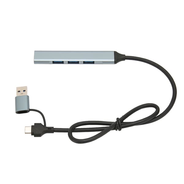 USB C Hub 4 Port 5Gbps Aluminiumlegering Plug Play Space Grey USB 3 0 Dokkingstasjon for Stasjonær PC Laptop