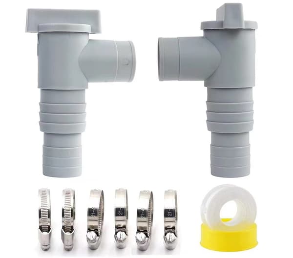 Pool maintenance/shut-off valve with 32/38 mm hose connection