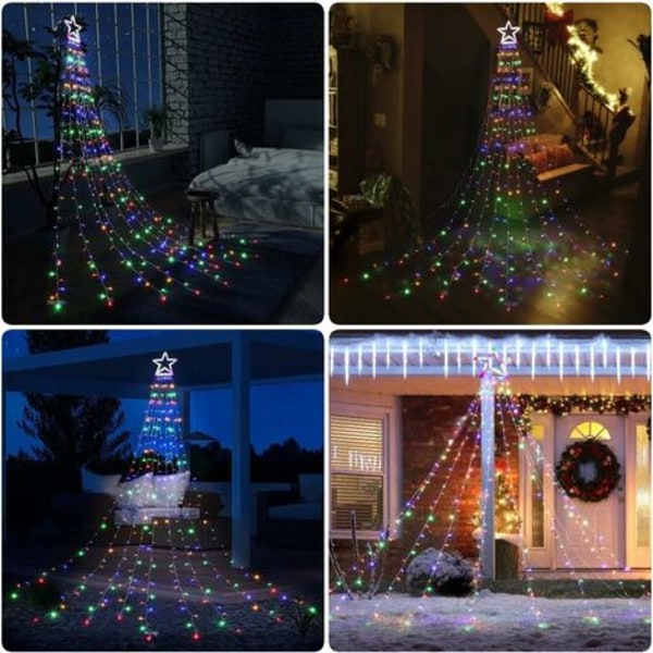 350 LED julgran Fairy Light med stjärnor 3,5 m varm vit julgran ljusgardin fjärrkontroll utomhus inomhus