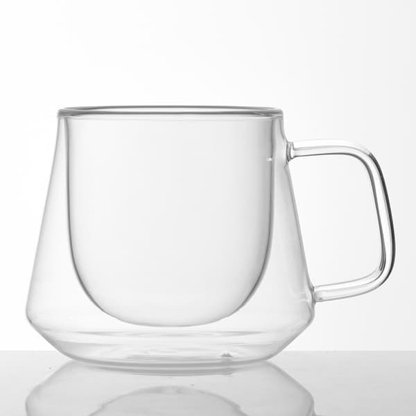 2 st Glas Vattenmugg Stor Kapacitet Dubbla Lager Transparent Drickskopp Mångsidig Säker för Hemmet