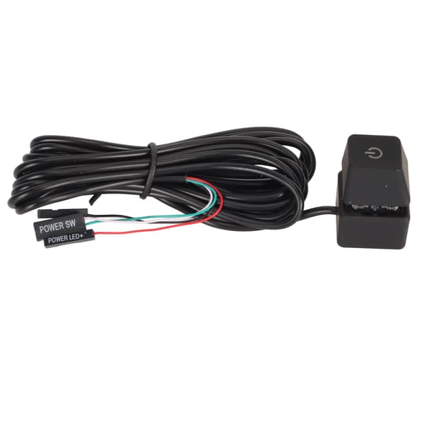 Blå baggrundsbelyst mekanisk PC-strømknap med 2 meter kabel, plug and play til stationær computer, kontor, gaming