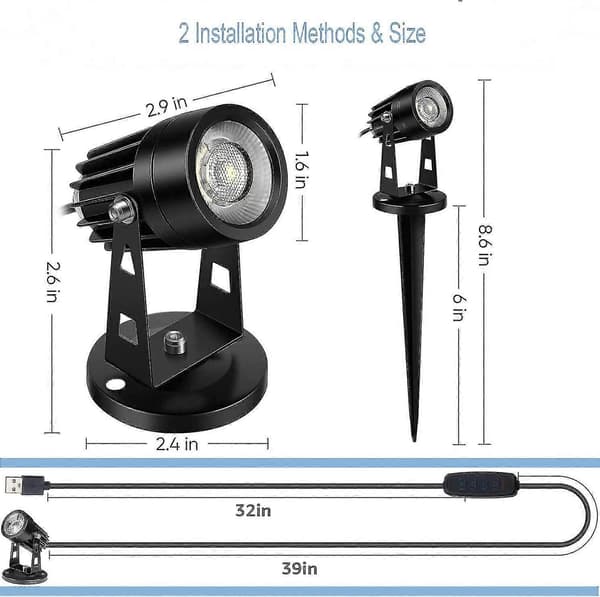 2 stk. LED Spotlights Indendørs til Planter, 3 Farve Accentbelysning Dæmpbare Uplights Spotlight Lampe med Lysdæmperkontakt 2Pcs