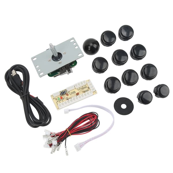 DIY USB Arkadspelskontroller Rocker Oval Boll Joystick med Kontrollchip Svart