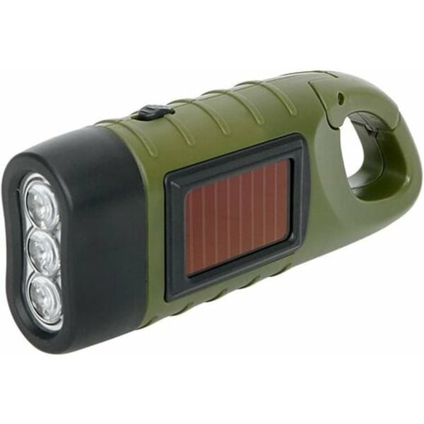 Solcelledrevet bærbar LED-lommelygte med Dynamo-håndsving til camping, bjergbestigning og telt