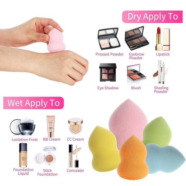 10 st Set Makeup Puff Beauty Foundation Blend Sponge Flerfärgad skönhetssmink Ägg Basic Mixing Svamp Professionell skönhetssmink S Gourd Shape