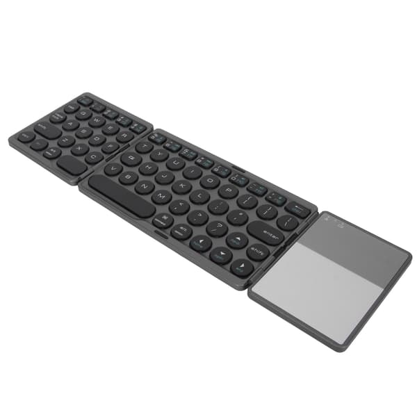 Rund Tangent Bluetooth Vikbart Tangentbord med Pekplatta Universal 140mAh Trådlöst 64 Tangenter Vikbart Svart