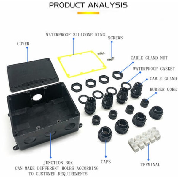 IP68 vedenpitävä liitäntärasia M686 nelisuuntainen ulkokaapeli vedenpitävä liitäntärasia, jossa 4 x 4-8 mm tiivisterenkaat