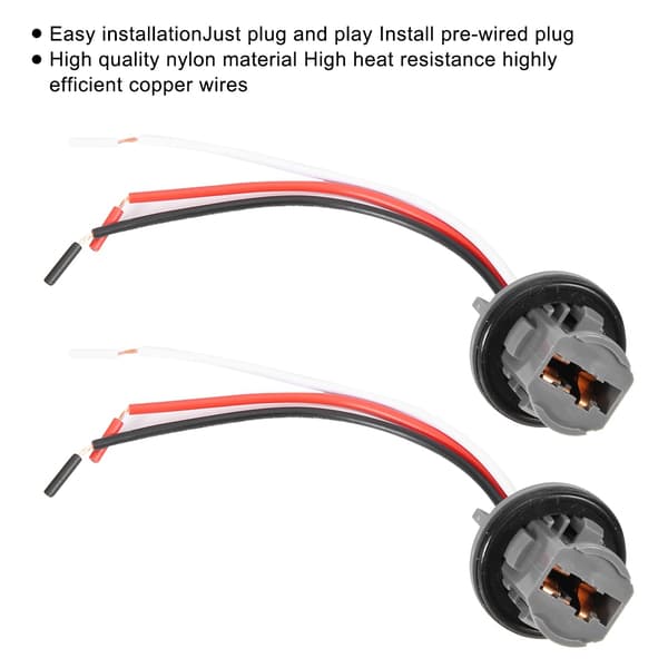 2 stk. T20 Stik 7443 Bilpæreholder Stik Adapter LED Bremselysforbindelse