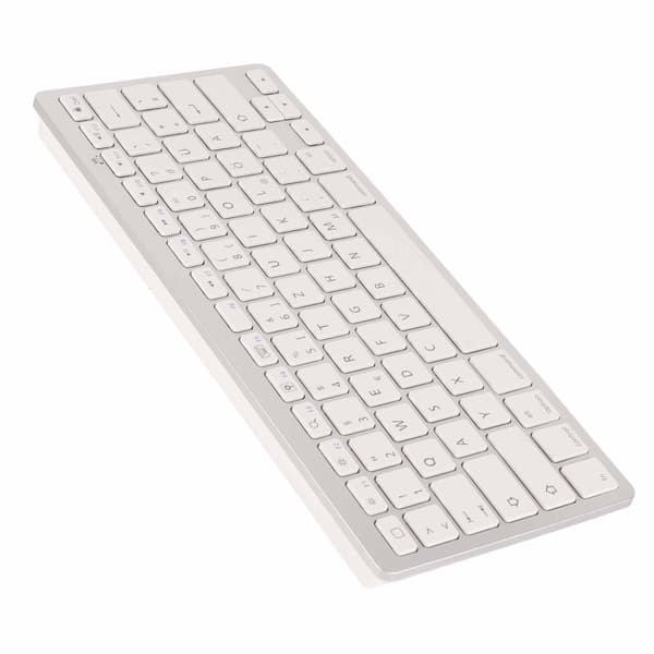 Trådløst Bluetooth-tastatur, bærbart, slankt, lydløst, universelt, tysk layout til iOS Android Windows