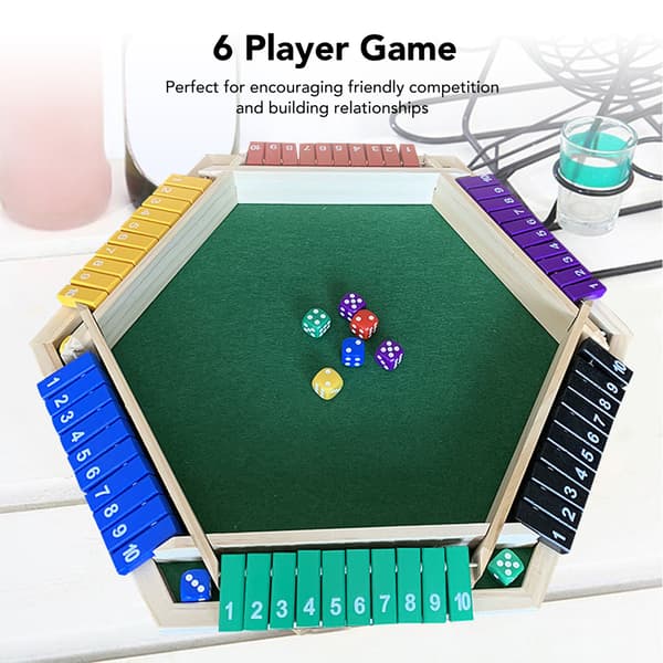 Træ 6-spiller Shut The Box Terningespil med 12 terninger