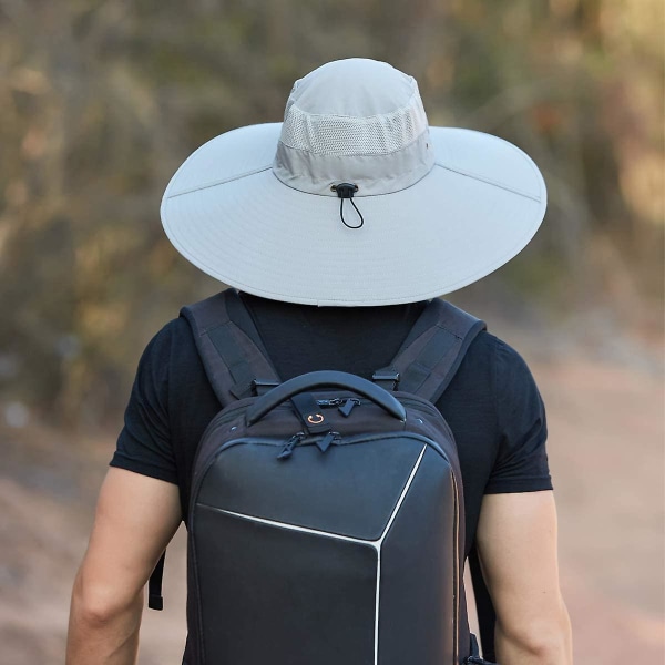 Super Wide Rim Bucket Hat Upf50+ Vattentät Solhatt För Fiske Vandring Camping C01 Light Grey